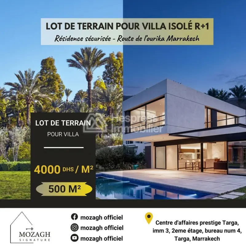 Terrain 500 m² isolé pour villa sans vis à vis