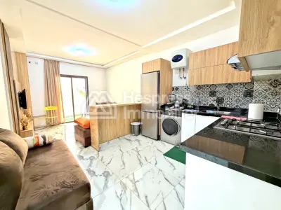 Beachfront apartment in Aourir with swimming pool. Mid-term rental.