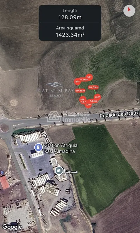 Terrain d'investissement R7 d'une superficie de 1432m² sur une route de 50 mètres Zone C1 Tanger